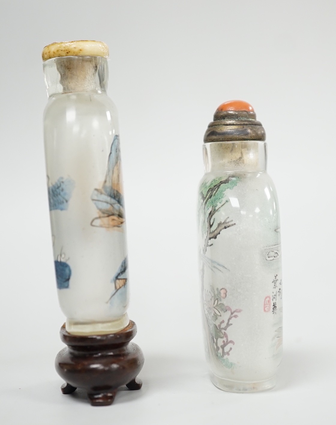 Two Chinese inside painted glass snuff bottles, 20th century, tallest 6.3 cm